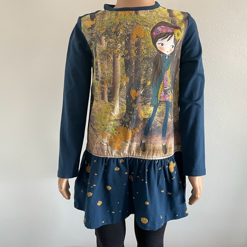 Boboli Little Girls Fall Cotton Tunic In Blue Size 4 NWT.